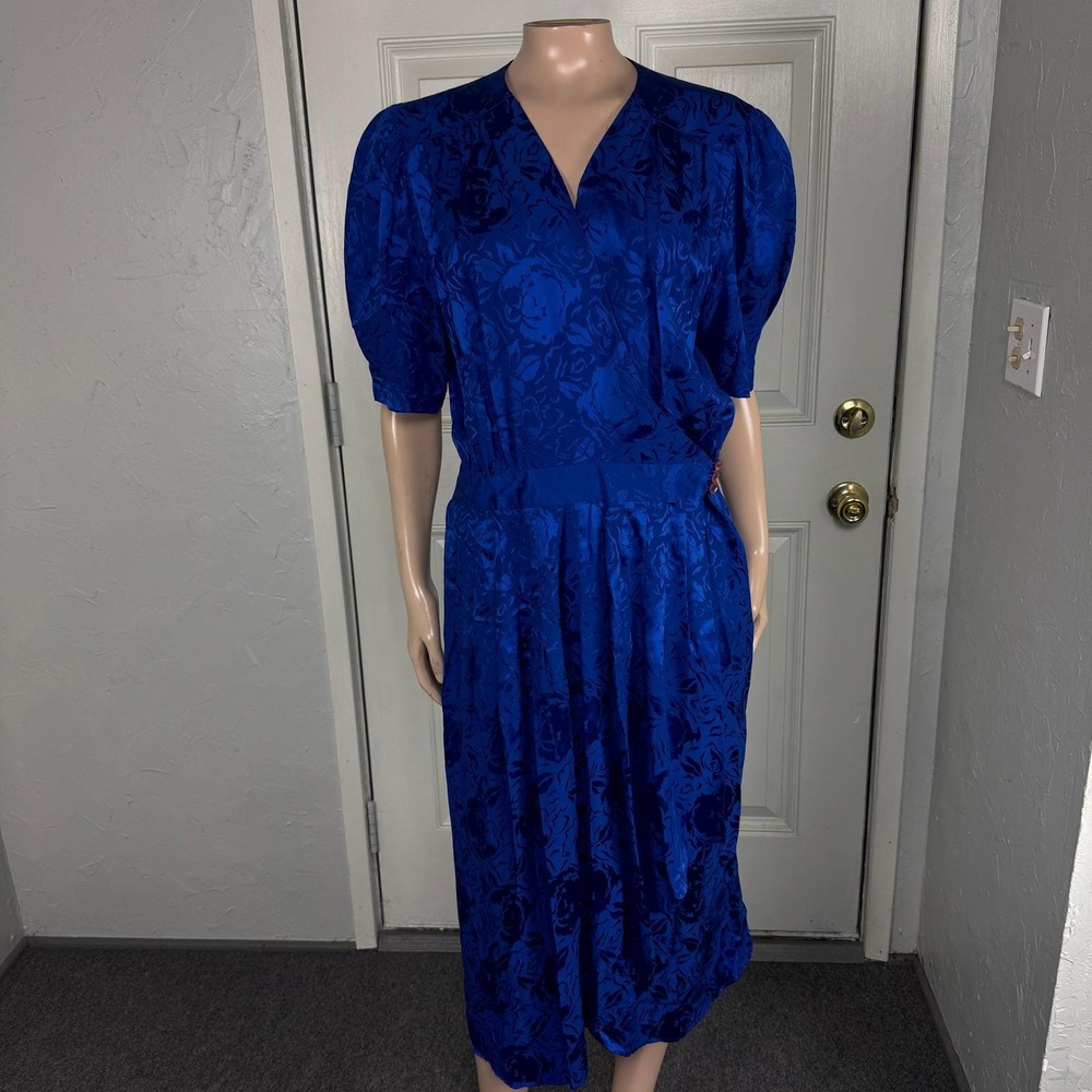 Vintage 80s 90s Jonathan Martin Womens Dress 8 Silk Secretary Floral Party ZZ11